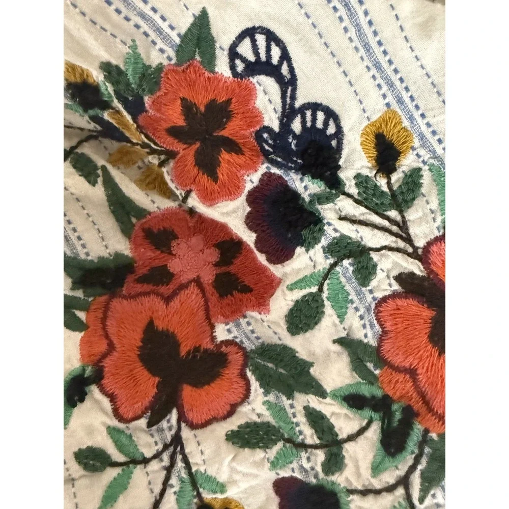 TRF Collection Women's XS Floral Embroidery Off-The-Shoulder Short-Sleeve Dress - Picture 12 of 12